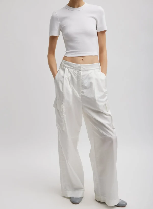Tibi Ribbed Cropped Baby T-Shirt White Outlet