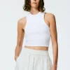 Tibi Ribbed T-Shirt Cropped Tank White Fashion