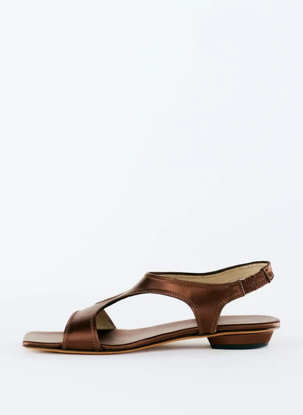 Tibi Rubin Satin Sandal Brown Hot