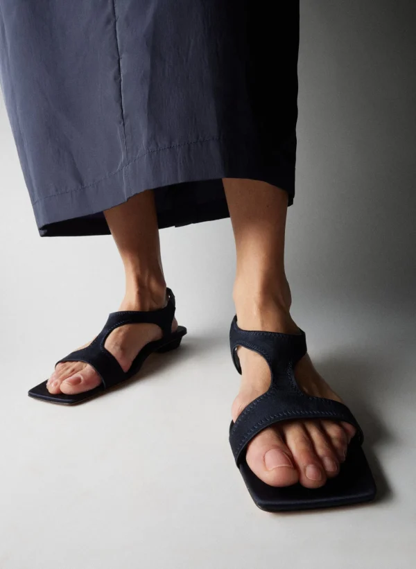 Tibi Rubin Satin Sandal Navy Fashion