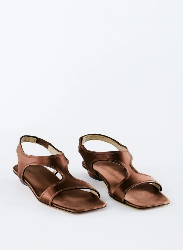 Tibi Rubin Satin Sandal Brown Hot