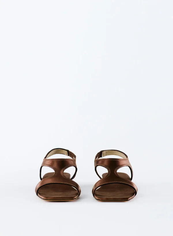 Tibi Rubin Satin Sandal Brown Hot