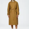 Tibi Sculpted Cotton Trench Tan Best Sale