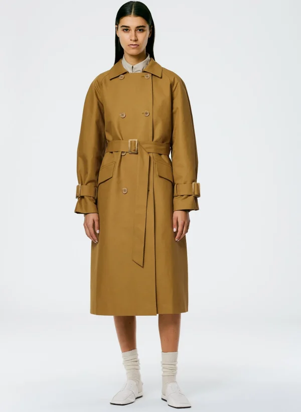 Tibi Sculpted Cotton Trench Tan Best Sale