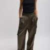 Tibi Shiny Nylon Pleated Stella Cargo Pant Dune Cheap