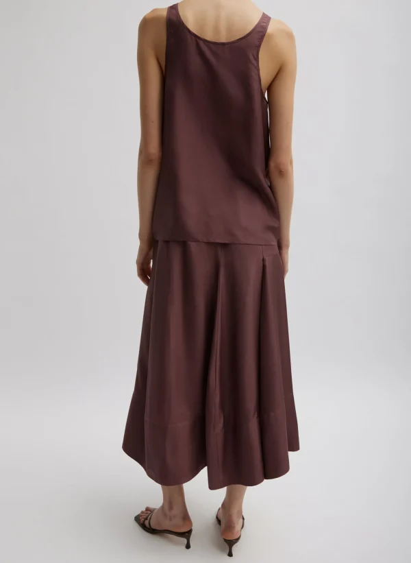 Tibi Silk Habutai Circular Seamed Skirt Cinnamon Hot