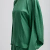 Tibi Silk Habutai Circular Top Green Tea Fashion