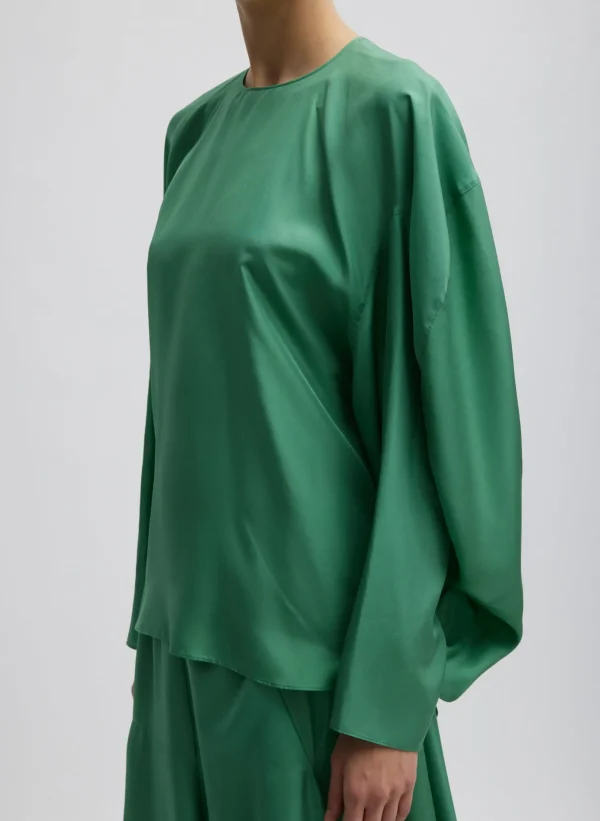 Tibi Silk Habutai Circular Top Green Tea Fashion