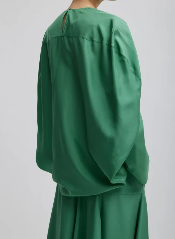 Tibi Silk Habutai Circular Top Green Tea Fashion