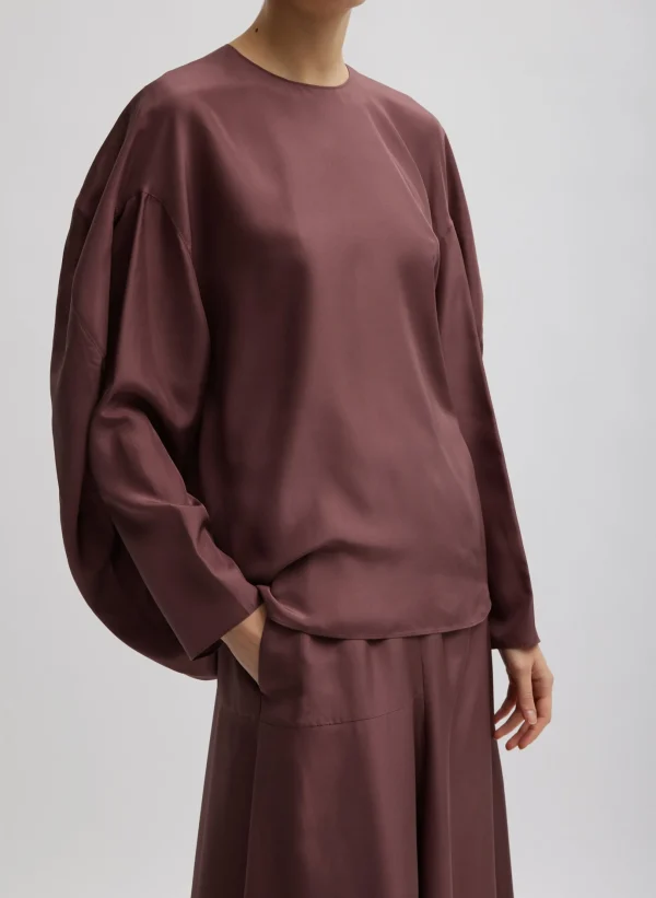 Tibi Silk Habutai Circular Top Cinnamon Sale