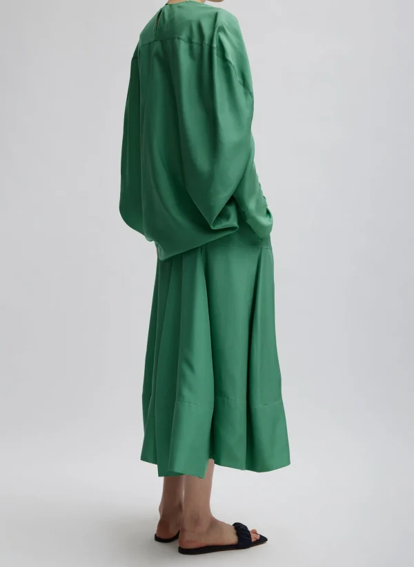 Tibi Silk Habutai Circular Top Green Tea Fashion