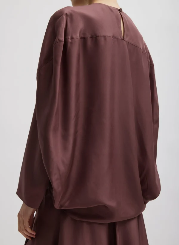 Tibi Silk Habutai Circular Top Cinnamon Sale