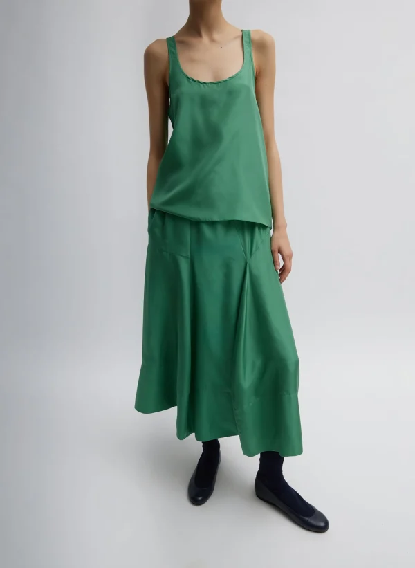 Tibi Silk Habutai Tank Top Green Tea Hot