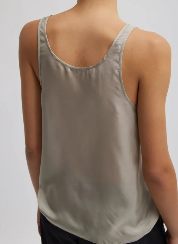 Tibi Silk Habutai Tank Top Light Stone Online