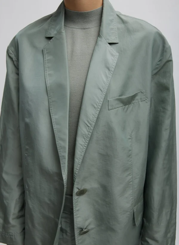 Tibi Silk Nylon Liam Blazer Pumice Grey Outlet