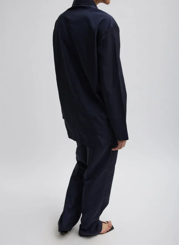 Tibi Silk Nylon Liam Blazer Navy Shop
