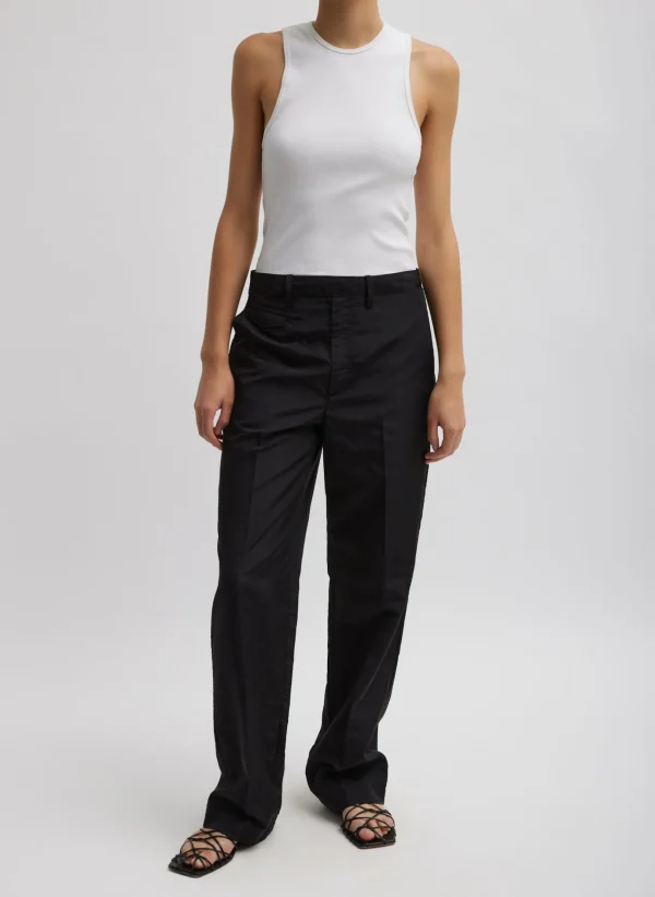 Tibi Silk Nylon Straight Leg Trouser Black Outlet