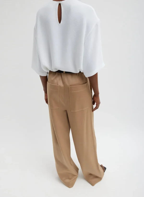 Tibi Silk Terry Pleated Pull On Pant Granola Best Sale