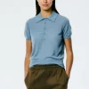 Tibi Skinlike Mercerized Wool Shrunken Polo Blue Mist Online