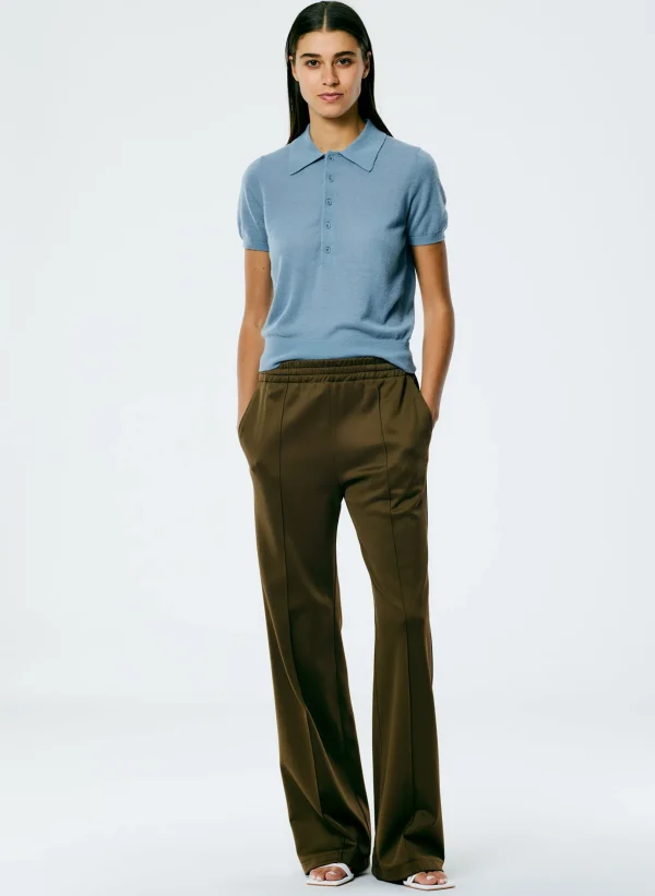 Tibi Skinlike Mercerized Wool Shrunken Polo Blue Mist Online