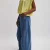 Tibi Spring Acetate Shirred Neck Circular Top Yellow Store