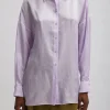 Tibi Spring Acetate Shirt With Cocoon Back Pale Lavender Flash Sale