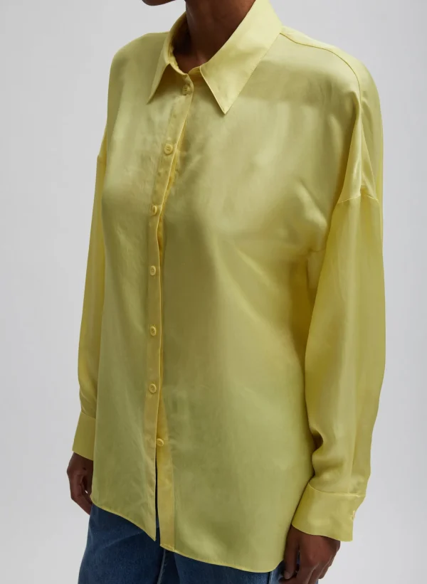 Tibi Spring Acetate Shirt With Cocoon Back Yellow Cheap