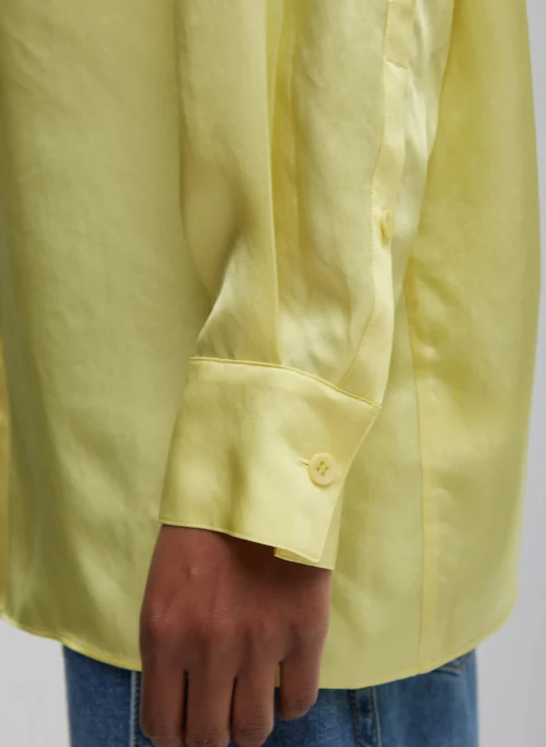 Tibi Spring Acetate Shirt With Cocoon Back Yellow Cheap