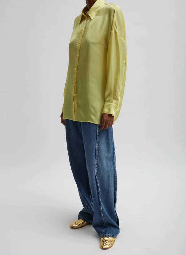 Tibi Spring Acetate Shirt With Cocoon Back Yellow Cheap