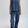 Tibi Spring Denim Tuck Jean Classic Blue Shop