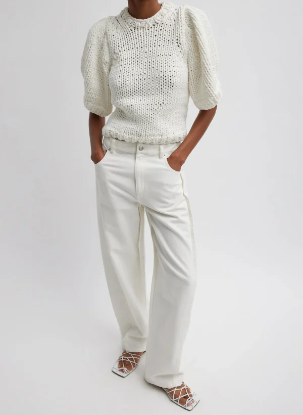 Tibi Spring Denim Tuck Jean White Best Sale