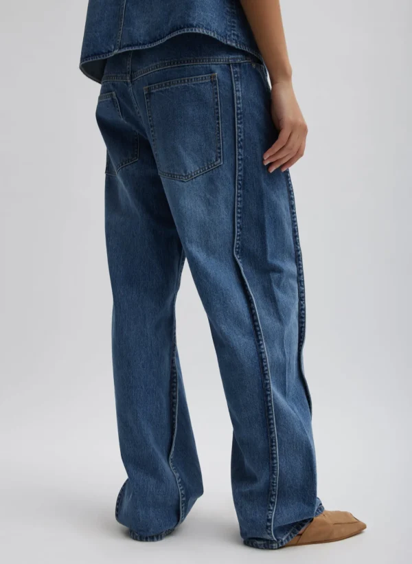 Tibi Spring Denim Tuck Jean Classic Blue Shop