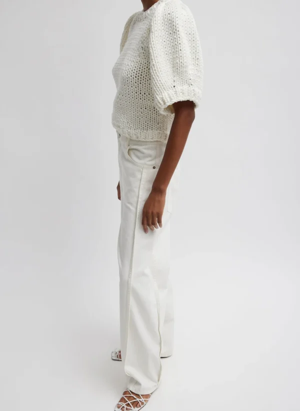 Tibi Spring Denim Tuck Jean White Best Sale