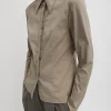 Tibi Stretch Cotton Nylon Circular Sleeve Shirt Mink Grey Hot