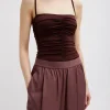 Tibi Stretch Light Weight Tech Knit Shirred Cami Brown Online