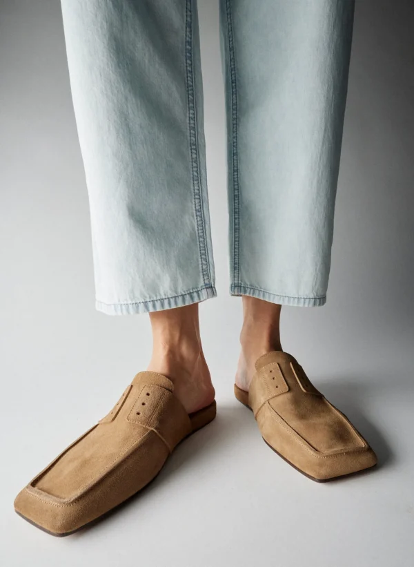 Tibi Suede Granger Slide Tan Flash Sale