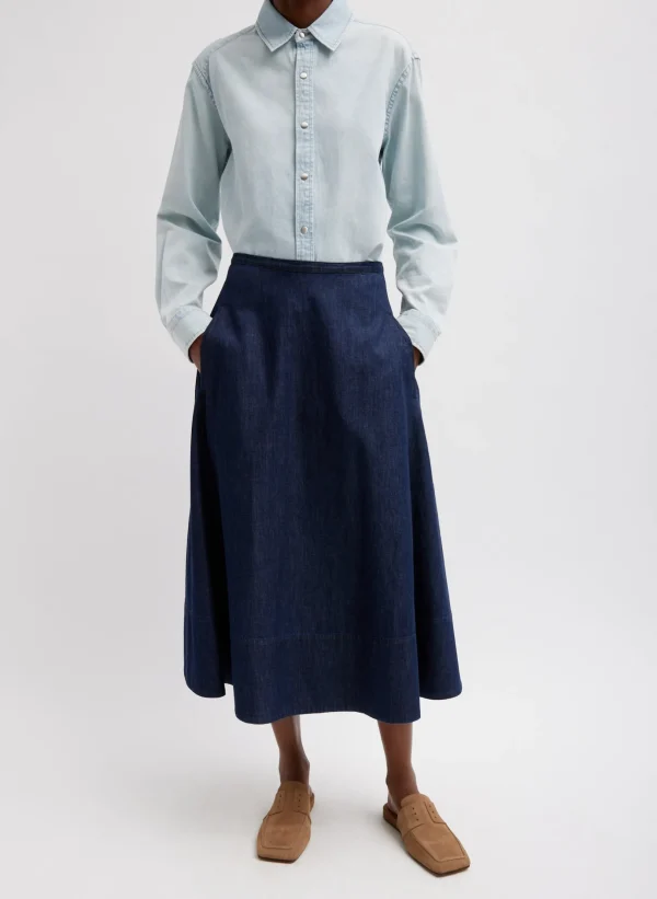 Tibi Summer Denim Circle Skirt Indigo Shop