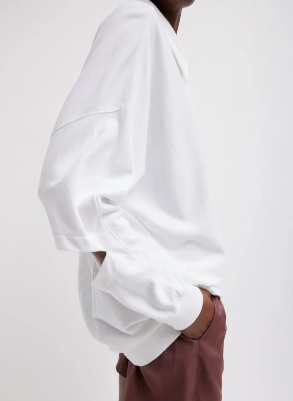 Tibi Summer Sweatshirting Polo Collar Sweatshirt White Sale