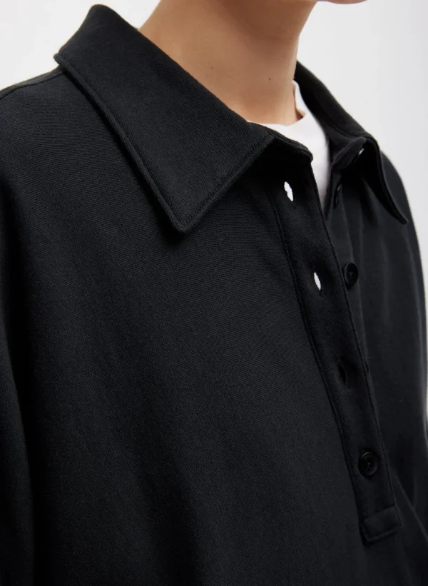 Tibi Summer Sweatshirting Polo Collar Sweatshirt Black Discount