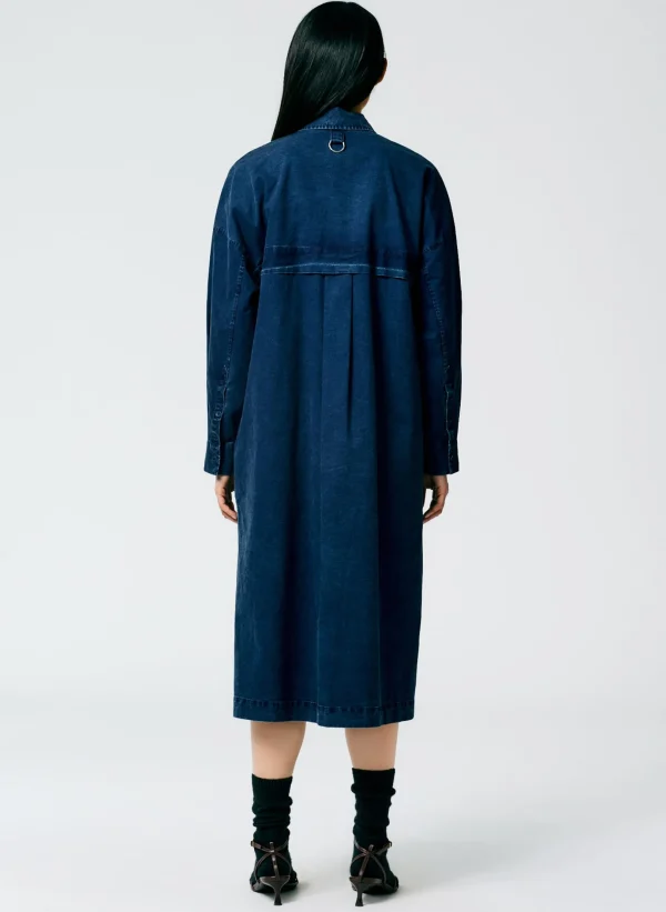 Tibi Tencel Cotton Shirtdress Blue Outlet