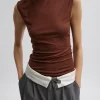 Tibi Tencel Knit Twisted Seam Tank Brown Fashion