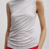 Tibi Tencel Knit Twisted Seam Tank Pearl Grey Cheap