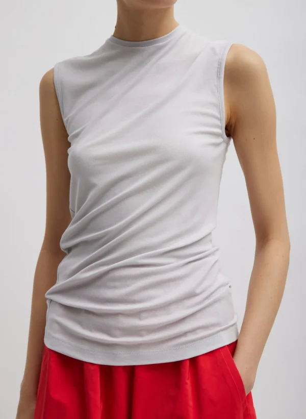 Tibi Tencel Knit Twisted Seam Tank Pearl Grey Cheap