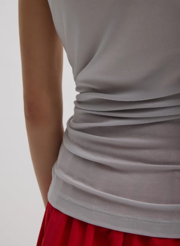 Tibi Tencel Knit Twisted Seam Tank Pearl Grey Cheap