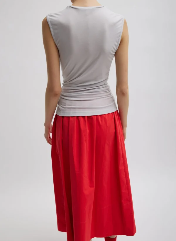 Tibi Tencel Knit Twisted Seam Tank Pearl Grey Cheap