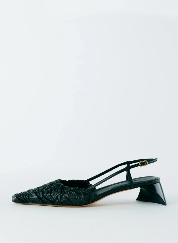 Tibi Textured Victor Slingback Black New