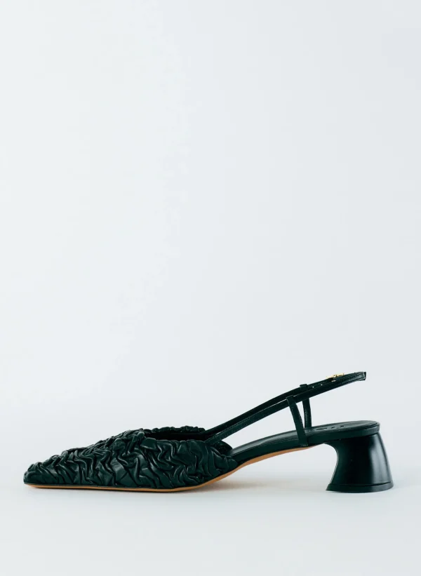 Tibi Textured Victor Slingback Black New