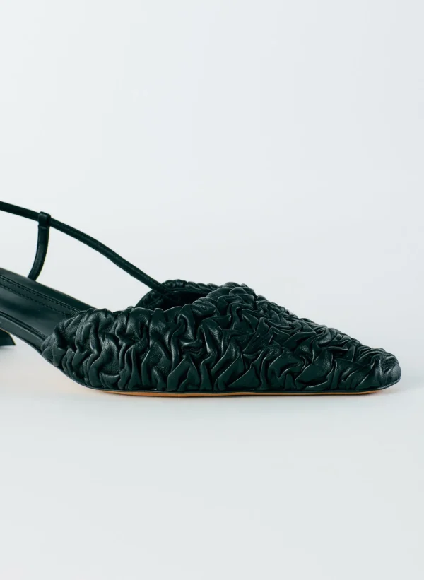 Tibi Textured Victor Slingback Black New