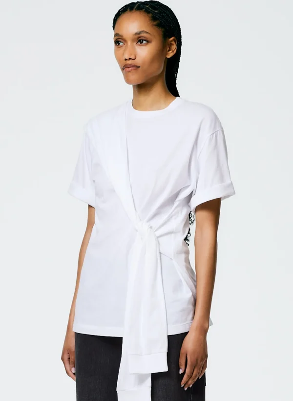 Tibi Tie T-Shirt White Cheap