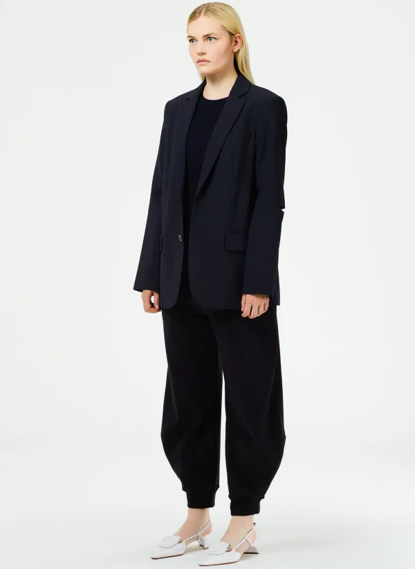 Tibi Tropical Wool Cutout Sleeve Marlon Blazer Navy Sale